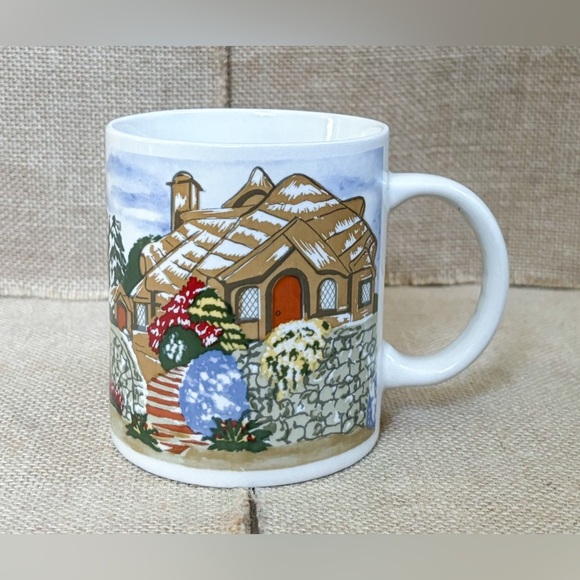 Vintage Gibson Storybook Cottage Coffee Mug Cup Rustic Country Hygge Fairytale - Picture 1 of 6